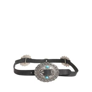 Cavalli Class Leather Embellished Oval Buckle Belt Women Black Belts